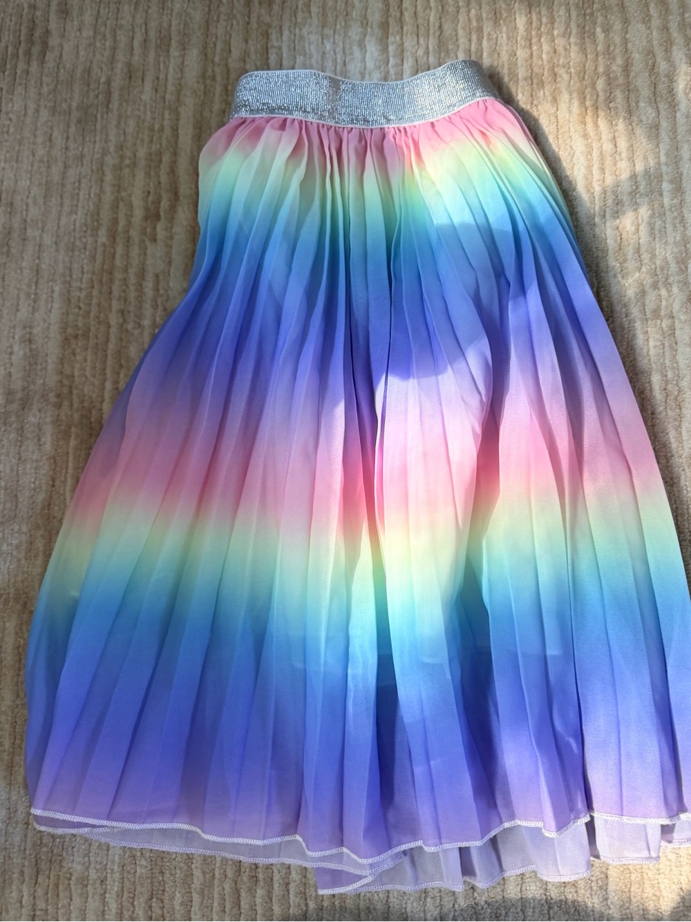 Lola + The Boys Rainbow Ombre Pleated Skirt with Silver Waistband
